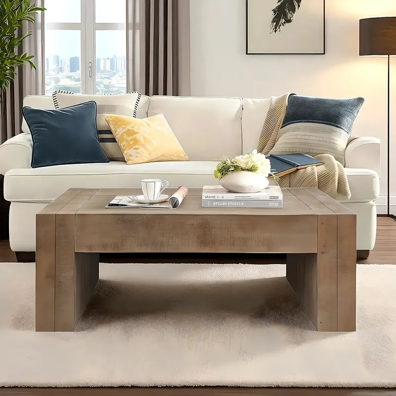 Natural Wood Coffee Table Modern Minimalist